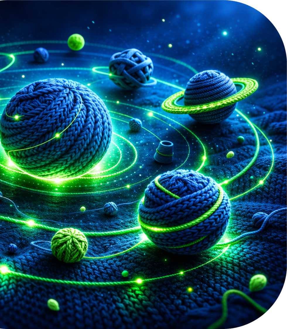 Novelos de tricô em órbita como planetas — o ecossistema das malharias